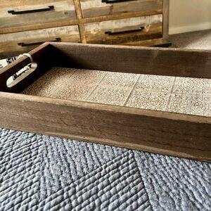 New Artisan Market wood & metal handled tray